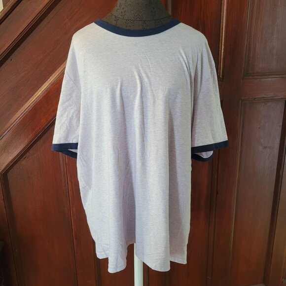 Abound 2XL Mens Ringer T-Shirt Gray With Navy Trim Cotton/Polyester. - Picture 1 of 3